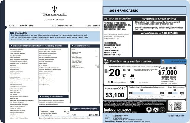 2026 Maserati GranCabrio Modena