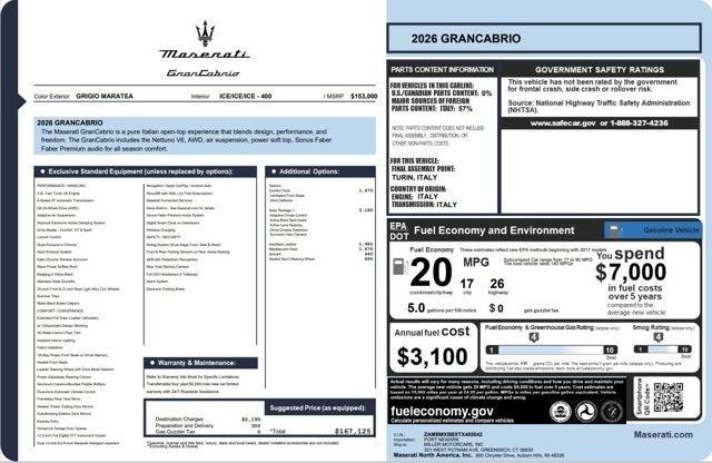 2026 Maserati GranCabrio Modena