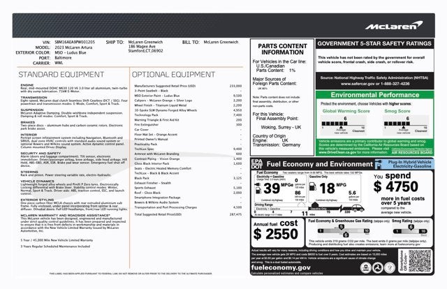 2023 McLaren Artura TechLux