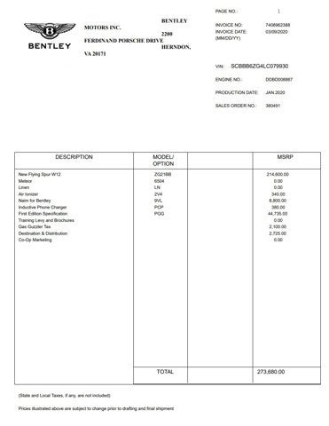 2020 Bentley Flying Spur W12