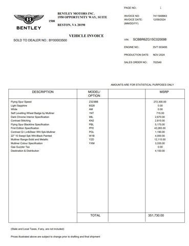 2025 Bentley Flying Spur Speed First Edition