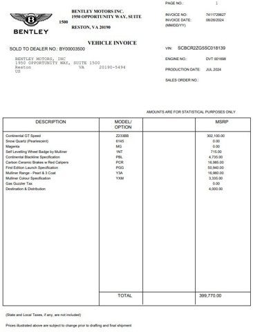 2025 Bentley Continental GT Speed First Edition