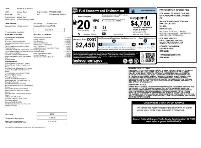 2020 Aston Martin Vantage Base
