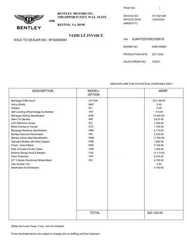 2025 Bentley Bentayga EWB Azure V8