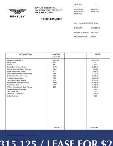 2023 Bentley Bentayga EWB Azure V8 First Edition