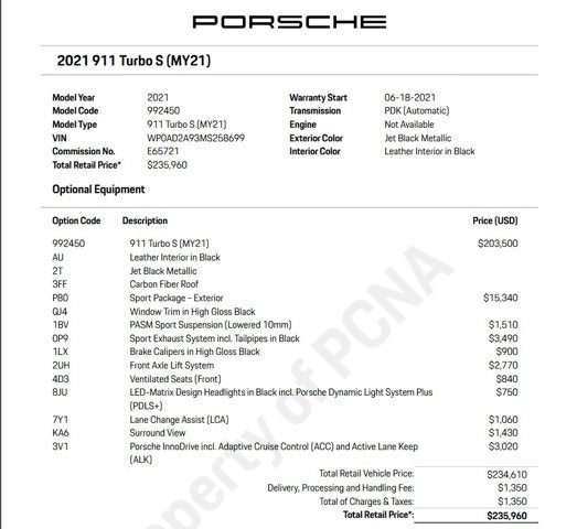 2021 Porsche 911 Turbo S