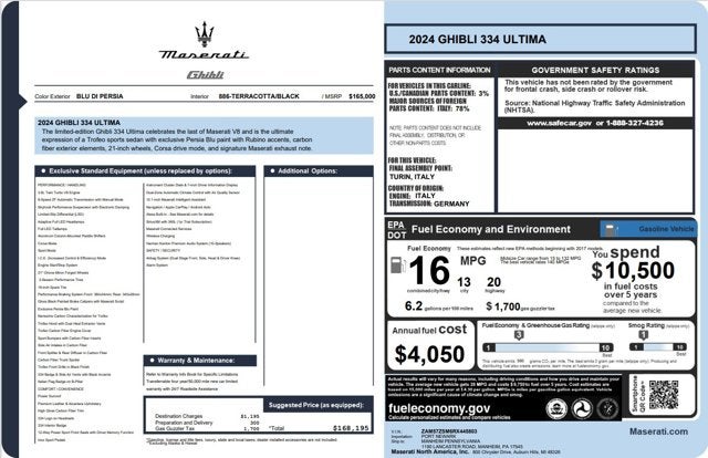 2024 Maserati Ghibli 334 Ultima