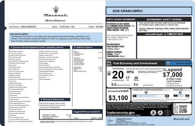 2026 Maserati GranCabrio Modena