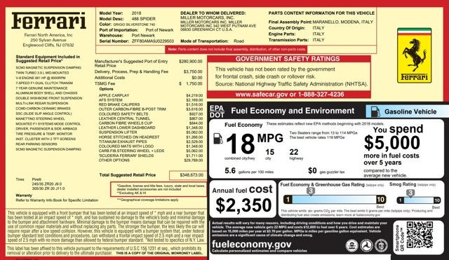 2018 Ferrari 488 Spider Base